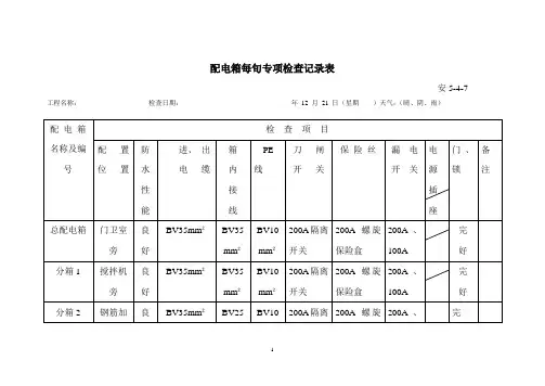 配电箱每旬专项检查记录表