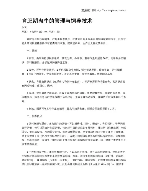 育肥期肉牛的管理与饲养技术