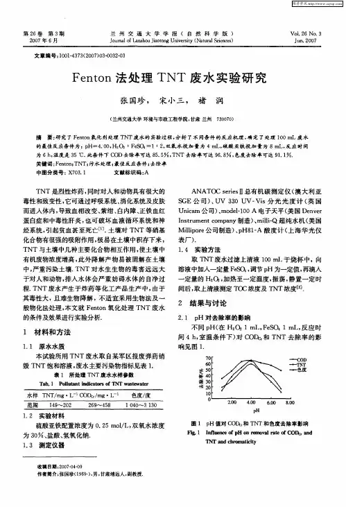 Fenton法处理TNT废水实验研究