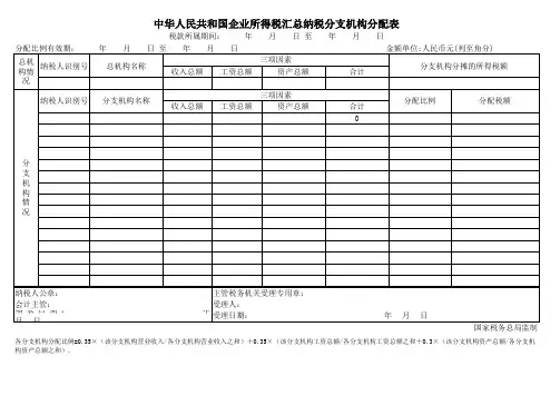 企业所得税分支机构分配表