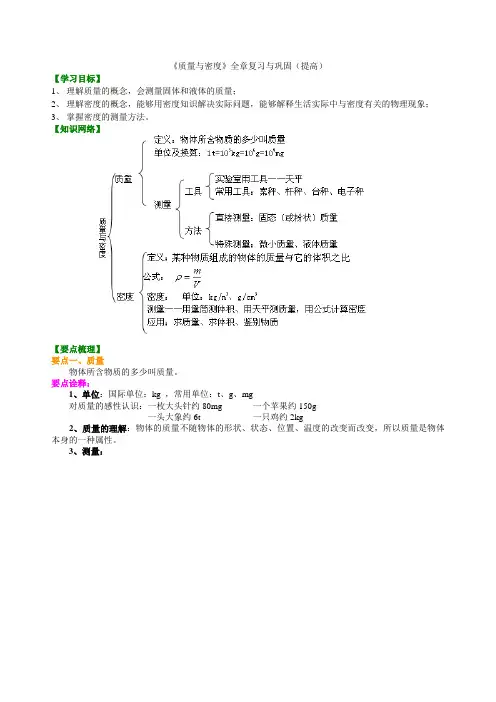 《质量与密度》全章复习与巩固(提高)知识讲解