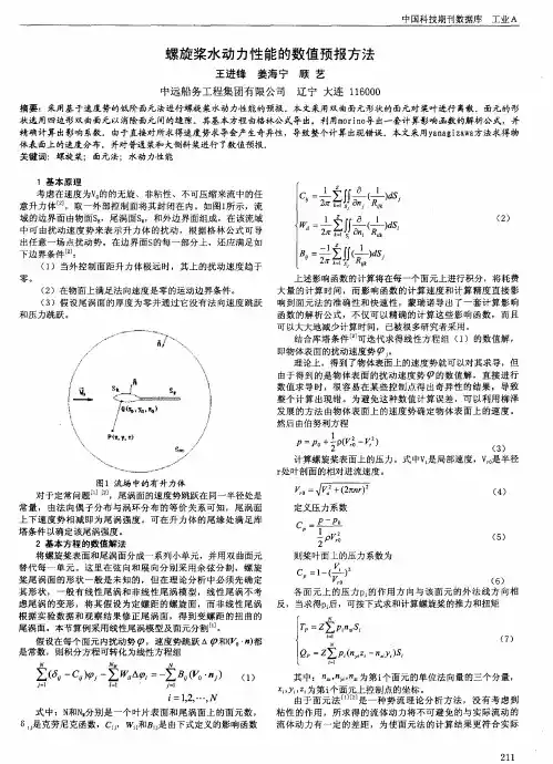 螺旋桨水动力性能的数值预报方法