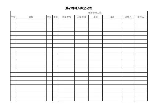 煤矿材料出库登记表