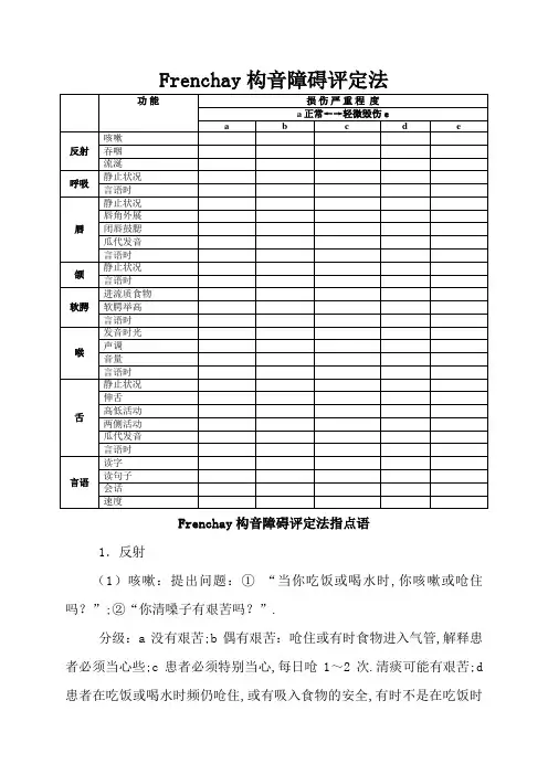 Frenchay构音障碍评定法