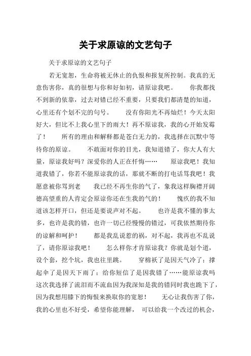 关于求原谅的文艺句子
