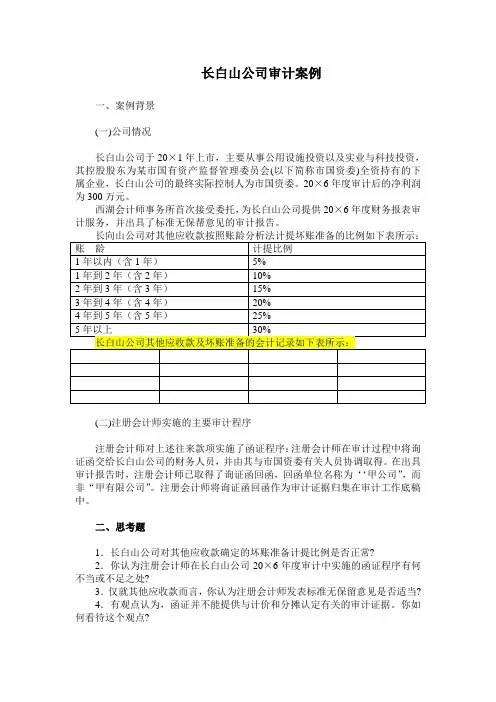 长白山公司审计案例