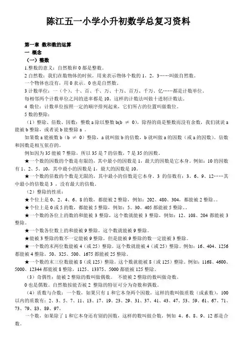 湖南省【小升初】小升初数学知识点汇总