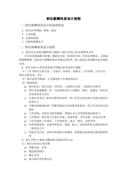 职位薪酬体系的设计流程