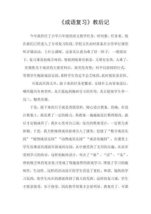 成语复习教后反思