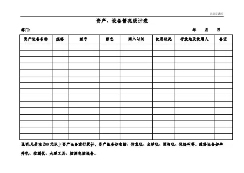 资产、设备情况统计表