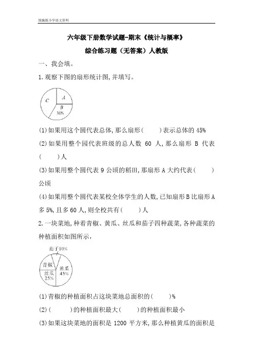 六年级下册数学试题-期末《统计与概率》综合练习题 人教版