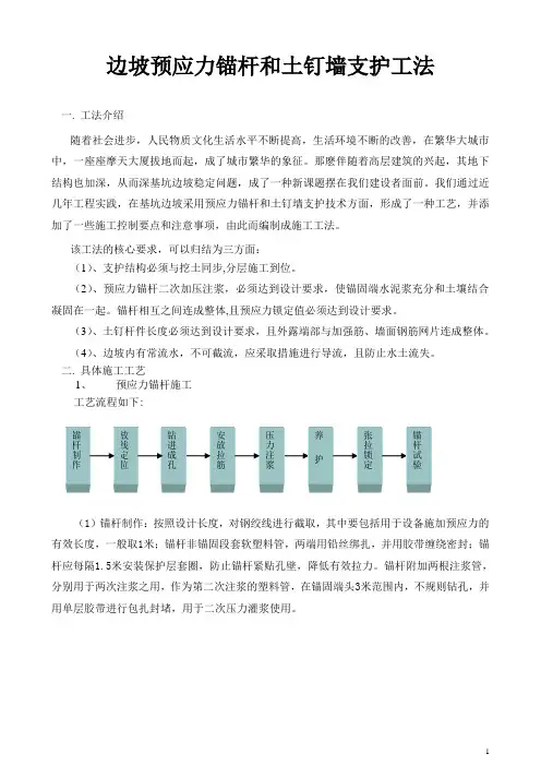 边坡预应力锚杆和土钉墙支护工法