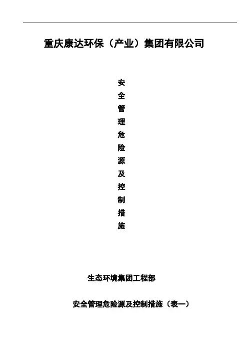 安全管理危险源及控制措施
