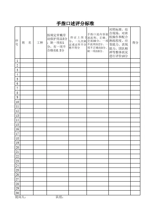 手指口述评分表