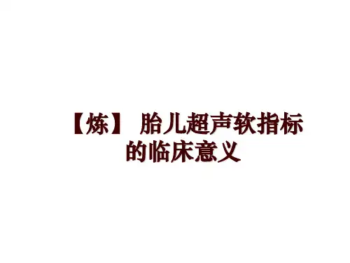 最新【炼】 胎儿超声软指标的临床意义