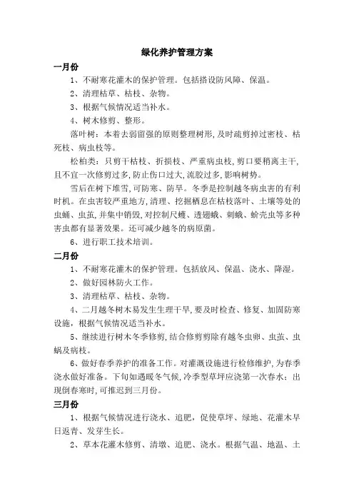 园林养护工作年历