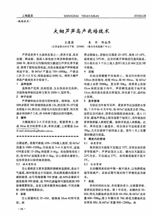 大棚芦笋高产栽培技术