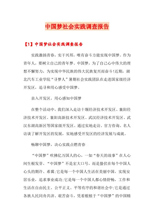 中国梦社会实践调查报告