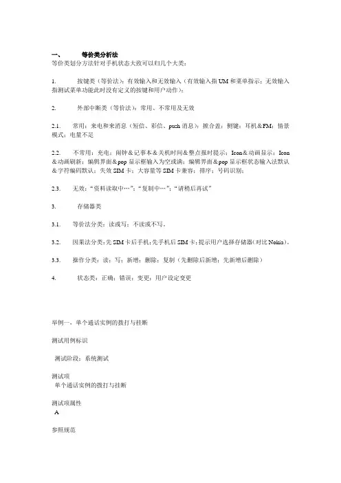 手机软件测试用例举例