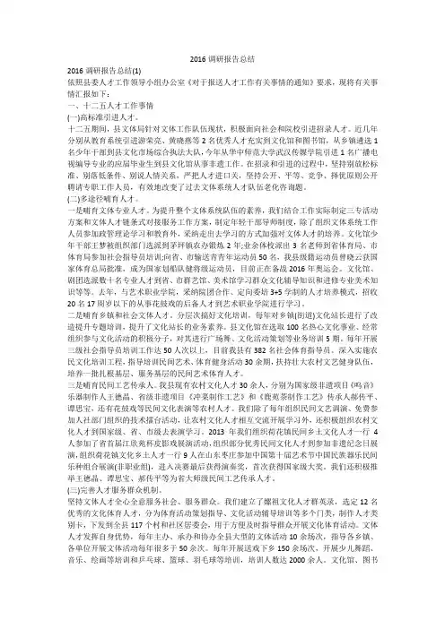 2016调研报告总结