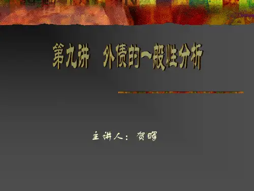 第九讲 外债的一般性分析
