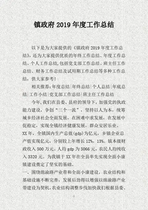 镇政府201X年度工作总结(DOC)