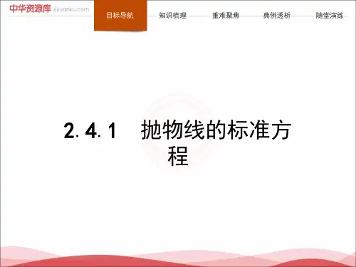 高二数学新人教B版选修21课件:第2章圆锥曲线与方程2.4.1抛物线的标准方程.ppt
