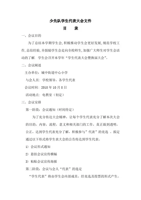 少先队学生代表大会文件