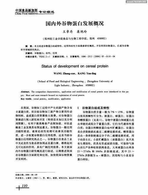 国内外谷物蛋白发展概况