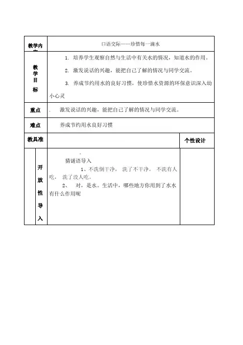 《珍惜每一滴水》教案