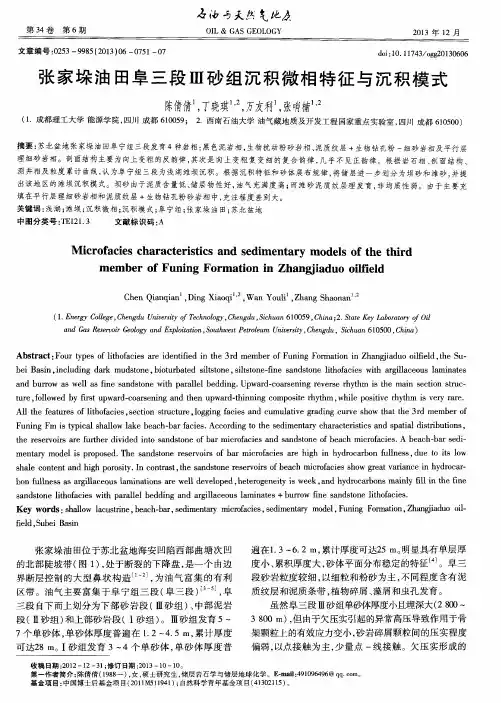 张家垛油田阜三段Ⅲ砂组沉积微相特征与沉积模式