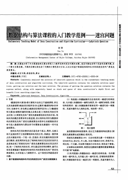 数据结构与算法课程的入门教学范例——迷宫问题