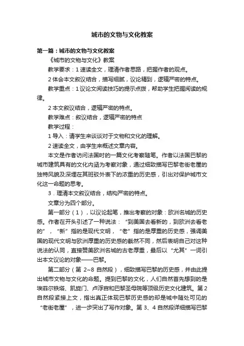 城市的文物与文化教案 3