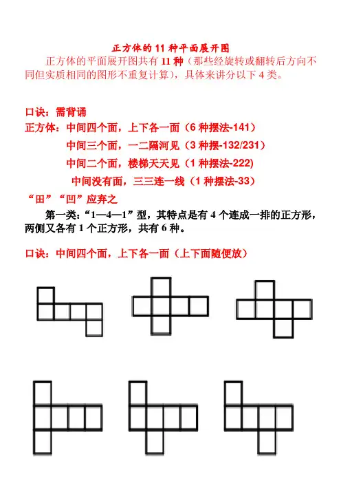正方体11种平面展开图(精心整理)