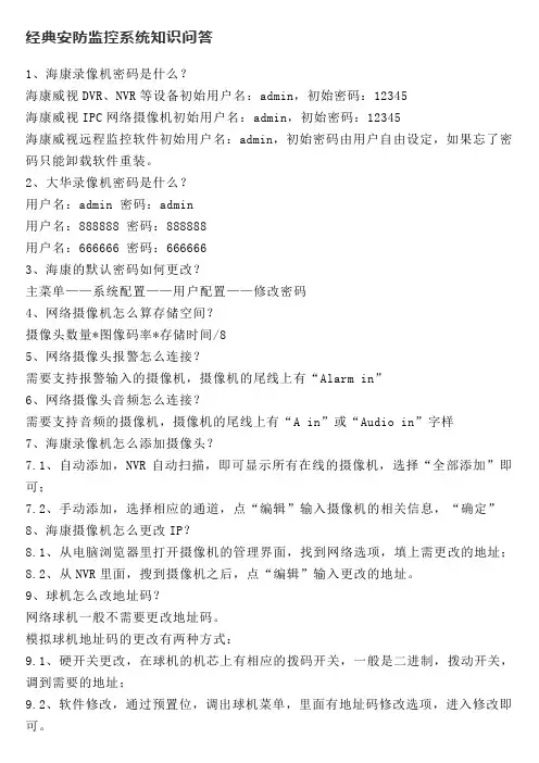 经典安防监控系统知识问答