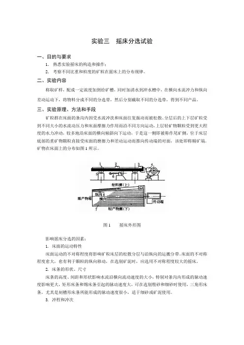 摇床分选试验