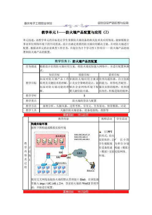 1-2 电子教案—防火墙产品配置与应用(2)