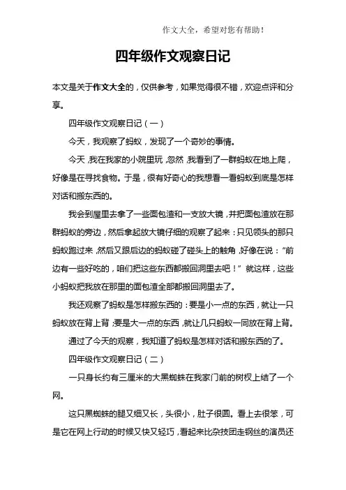 四年级作文观察日记