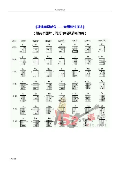 史上最全吉他初学材料整理版(和弦指法,分解图谱,扫弦教程,六线谱符号大全,节拍学习及T1213121完整谱)