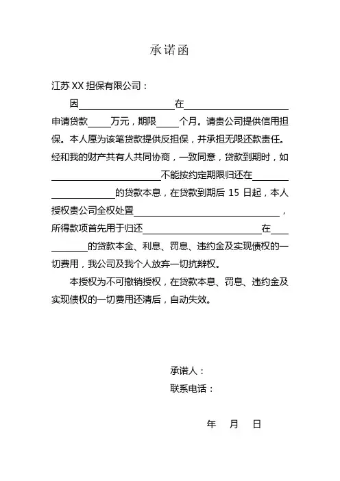 承诺函模板