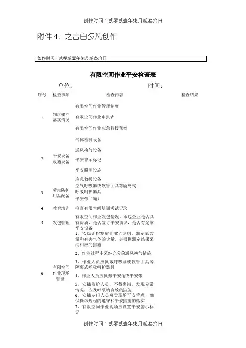 3有限空间作业安全检查表