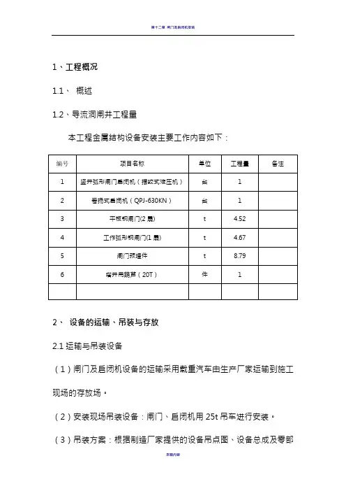 闸门安装施工方案 2