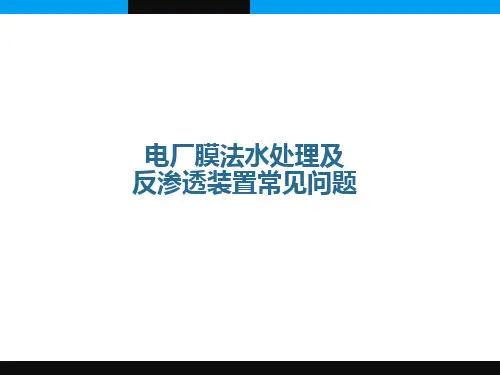 电厂膜法水处理及反渗透装置常见问题