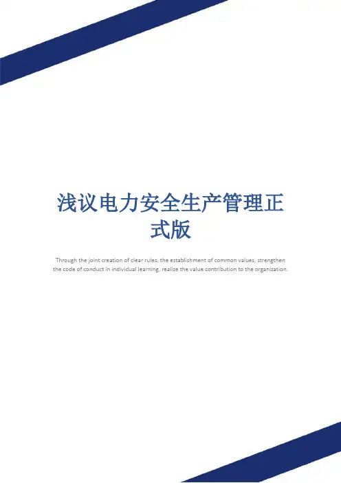 浅议电力安全生产管理正式版