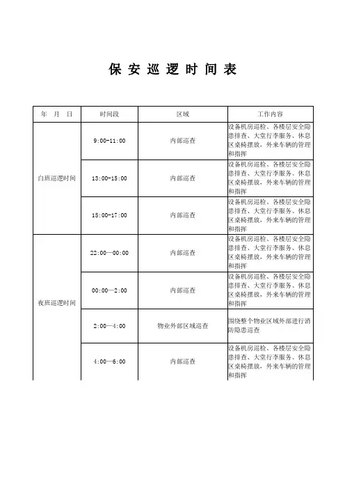 保安巡逻时间表