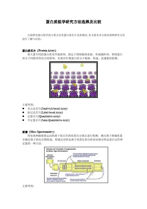 蛋白质组学研究方法选择及比较