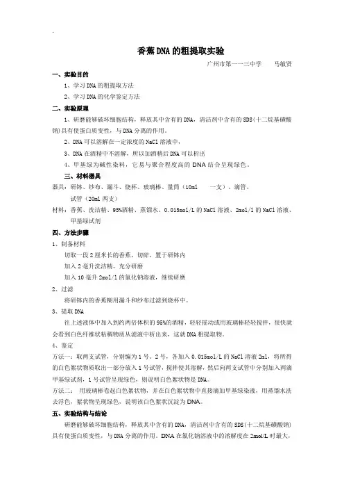 香蕉DNA的粗提取实验