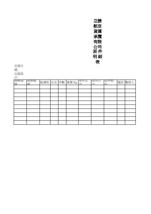 派件明细表范例-Sheet1