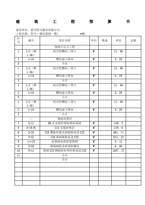 建筑工程预算书范本