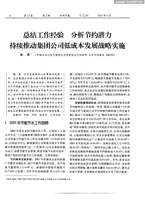 总结工作经验分析节约潜力持续推动集团公司低成本发展战略实施